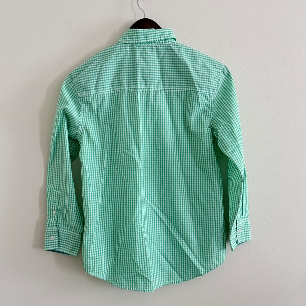 Nautica Boys Green White Gingham Check Long Sleeve Button Down Shirt Sz M 10/12 - Picture 5 of 5